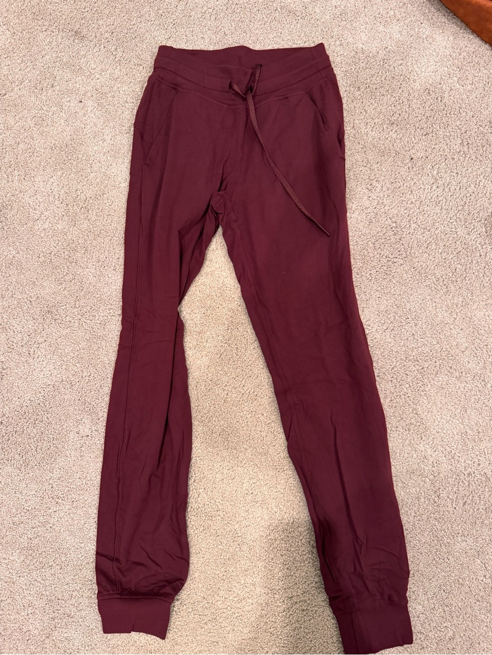 Womens Maroon Drawstring Jogger Pants